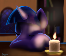 Size: 1256x1068 | Tagged: safe, artist:yashn37, imported from derpibooru, twilight sparkle, pony, candle, sleeping