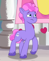 Size: 430x542 | Tagged: safe, imported from derpibooru, screencap, earth pony, pony, spoiler:g5, spoiler:my little pony: tell your tale, spoiler:tyts01e44, cropped, frown, g5, lidded eyes, male, my little pony: tell your tale, secret ad-mare-er, solo, stallion, sugarpuff lilac, unshorn fetlocks
