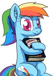 Size: 4000x5614 | Tagged: safe, artist:buttercupsaiyan, imported from twibooru, rainbow dash, book, cuddling, cute, image, nerd, png