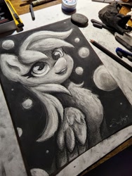 Size: 1536x2048 | Tagged: safe, artist:saphypone, imported from derpibooru, derpy hooves, pegasus, pony, charcoal (medium), female, mare, solo, traditional art