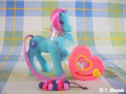 Size: 762x569 | Tagged: safe, imported from derpibooru, earth pony, pony, bead machine, beads, comb, female, g2, irl, mare, photo, raised hoof, solo, springdy, tail, toy, unshorn fetlocks