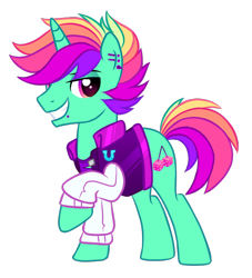 Size: 738x813 | Tagged: safe, artist:pgthehomicidalmaniac, imported from derpibooru, oc, oc only, oc:psych out, pony, unicorn, clothes, ear piercing, jacket, male, piercing, simple background, solo, stallion, transparent background