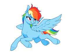 Size: 2350x1805 | Tagged: safe, artist:aquaticvibes, imported from derpibooru, rainbow dash, pegasus, pony, female, flying, high res, mare, simple background, solo, white background