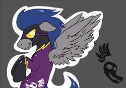 Size: 1000x700 | Tagged: safe, artist:cottonsulk, imported from derpibooru, descent, pegasus, pony, clothes, costume, male, shadowbolts (nightmare moon's minions), shadowbolts costume