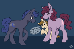 Size: 1280x853 | Tagged: safe, artist:sinclair2013, imported from derpibooru, oc, oc only, oc:cottonsulk, earth pony, pegasus, pony, blushing, looking at each other, looking at someone, male, nudity, sheath, stallion, vulgar