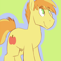 Size: 450x450 | Tagged: safe, artist:cottonsulk, imported from derpibooru, braeburn, earth pony, pony, green background, male, nudity, sheath, simple background, solo, stallion