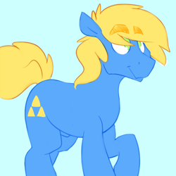 Size: 700x700 | Tagged: safe, artist:cottonsulk, imported from derpibooru, oc, oc only, oc:bjyord, earth pony, pony, male, nudity, sheath, solo, stallion, triforce