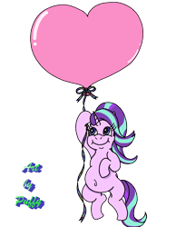 Size: 2018x2601 | Tagged: safe, artist:puffydearlysmith, imported from derpibooru, starlight glimmer, pony, unicorn, balloon, belly button, chubby, chubby cheeks, female, floating, heart, heart balloon, holiday, mare, simple background, smiling, transparent background, valentine's day