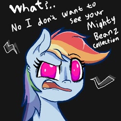 Size: 500x500 | Tagged: safe, artist:marshmallowhors, imported from derpibooru, rainbow dash, pegasus, pony, black background, bust, female, looking at you, mare, no pupils, portrait, simple background, solo, talking to viewer