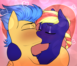 Size: 2625x2270 | Tagged: safe, artist:sketchy knight, imported from derpibooru, flash sentry, oc, oc:jade spark, pegasus, pony, blushing, canon x oc, commission, cute, eyes closed, female, holiday, kiss on the lips, kissing, male, mare, passionate, shipping, stallion, valentine's day, wings, ych result, your character here