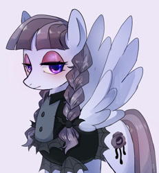 Size: 1200x1300 | Tagged: safe, artist:hosikawa, imported from twibooru, inky rose, pegasus, pony, braid, eyeshadow, image, makeup, needs more jpeg, simple background, solo, spread wings, wings