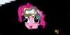 Size: 100x50 | Tagged: safe, artist:fasttoon, edit, imported from derpibooru, pinkie pie, earth pony, pony, corrupted, cropped, derp, error, female, glitch, mare, pibby, smiling