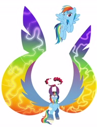 Size: 3130x4096 | Tagged: safe, artist:bearmation, imported from derpibooru, rainbow dash, pegasus, pony, bipedal, colored wings, female, film grain, gigantamax, high res, large wings, mare, multicolored wings, pokémon, rainbow wings, simple background, solo, spread wings, unshorn fetlocks, white background, wing ears, wings