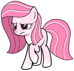 Size: 524x500 | Tagged: safe, artist:noi kincade, imported from derpibooru, oc, oc only, oc:annisa trihapsari, earth pony, pony, earth pony oc, female, heart, heart eyes, heart mark, long mane, mare, not pinkamena, pink body, pink eyes, pink mane, redesign, simple background, smiling, smirk, solo, transparent background, wingding eyes