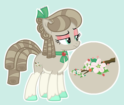 Size: 2126x1795 | Tagged: safe, artist:pastelnightyt, imported from derpibooru, oc, oc only, oc:apple blossom, earth pony, female, green background, mare, offspring, parent:braeburn, parent:marble pie, parents:marburn, simple background, solo