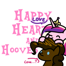 Size: 480x480 | Tagged: safe, artist:flutterluv, imported from derpibooru, pinkie pie, princess cadance, alicorn, earth pony, pony, animated, chocolate, cute, cutedance, duo, food, food transformation, hearts and hooves day, holiday, nom, simple background, valentine's day, white background