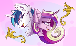 Size: 2500x1500 | Tagged: safe, artist:starcasteclipse, imported from derpibooru, princess cadance, shining armor, alicorn, pony, unicorn, duo, female, male, shiningcadance, shipping, smiling, straight