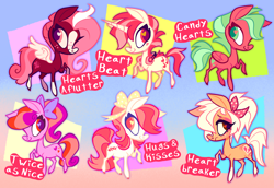 Size: 4000x2749 | Tagged: safe, artist:janegumball, imported from derpibooru, oc, oc only, earth pony, pegasus, pony, unicorn, adoptable, gradient background