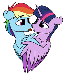 Size: 3300x3800 | Tagged: safe, artist:dacaoo, imported from derpibooru, rainbow dash, twilight sparkle, alicorn, pegasus, pony, chocolate, female, food, heart, heart eyes, hearts and hooves day, holiday, hug, imminent kissing, lesbian, mare, shipping, simple background, transparent background, twidash, twilight sparkle (alicorn), valentine's day, wingding eyes, winghug, wings