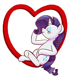 Size: 739x823 | Tagged: safe, artist:cartoonsbest, imported from derpibooru, rarity, pony, unicorn, eyes closed, female, heart, holiday, simple background, smiling, solo, transparent background, valentine's day