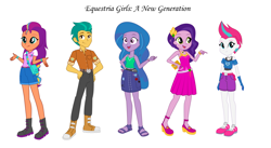 Size: 1500x820 | Tagged: safe, imported from derpibooru, hitch trailblazer, izzy moonbow, pipp petals, sunny starscout, zipp storm, human, equestria girls, equestria girls-ified, g5, g5 to equestria girls, generation leap, mane five (g5), sandals