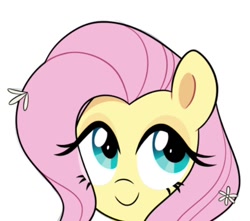 Size: 562x496 | Tagged: safe, artist:darkynez, imported from derpibooru, fluttershy, pony, flower, flower in hair, simple background, smiling, solo, white background