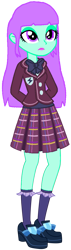 Size: 351x1237 | Tagged: safe, artist:rainbowstarcolour262, imported from derpibooru, oc, oc only, oc:minty blossom, human, equestria girls, bowtie, clothes, crystal prep academy, crystal prep academy uniform, crystal prep shadowbolts, female, hand behind back, lipstick, not sunny flare, plaid skirt, pleated skirt, purple eyes, school uniform, shirt, shoes, simple background, skirt, socks, solo, standing, transparent background