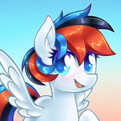 Size: 1200x1200 | Tagged: safe, artist:siggie740, imported from derpibooru, oc, oc only, oc:retro city, pegasus, pony, gradient background, solo