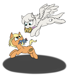 Size: 826x891 | Tagged: safe, artist:thebathwaterhero, imported from derpibooru, oc, oc only, oc:lavender, oc:maple dreams, earth pony, pegasus, doll, earth pony oc, female, filly, foal, pegasus oc, playing, simple background, toy, transparent background