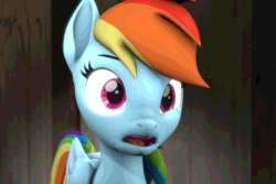 Size: 750x500 | Tagged: safe, artist:pika-robo, derpibooru exclusive, imported from derpibooru, rainbow dash, pegasus, pony, my little pony: the movie, 3d, animated, bleh, disgusted, ew, female, floppy ears, frown, gif, half body, mare, nose wrinkle, rainbow dash is best facemaker, reaction image, revamped ponies, scene interpretation, solo, source filmmaker, tongue out