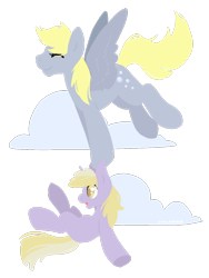 Size: 900x1200 | Tagged: safe, artist:sinclair2013, imported from derpibooru, derpy hooves, dinky hooves, pegasus, pony, unicorn, cloud, duo, female, filly, foal, mare, simple background, transparent background