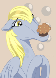 Size: 2500x3500 | Tagged: safe, artist:twilightwolf91, imported from derpibooru, derpy hooves, pegasus, pony, derp, didn't i do it for you, food, humor, long snout, meme, muffin, solo