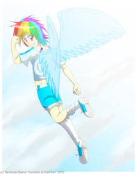 Size: 900x1140 | Tagged: safe, artist:inuhoshi-to-darkpen, imported from derpibooru, rainbow dash, human, 2012, converse, humanized, old art, shoes, solo