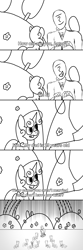 Size: 1500x4500 | Tagged: safe, artist:nonnyanon, oc, oc:anon, comic, drawthread, female, filly, monochrome, reference