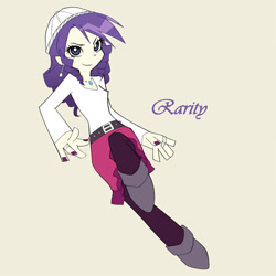 Size: 600x600 | Tagged: safe, artist:mirakurunaito, imported from derpibooru, part of a set, rarity, human, beige background, humanized, light skin, panty and stocking with garterbelt, simple background, solo, style emulation