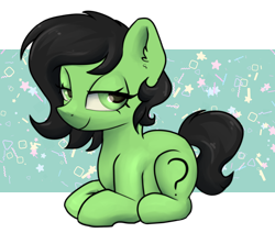 Size: 2600x2200 | Tagged: safe, artist:dumbwoofer, imported from derpibooru, oc, oc:filly anon, pony, unicorn, ear fluff, female, filly, foal, lidded eyes, looking at you, lying down, ponyloaf, prone, simple background, sitting, smiling, solo, transparent background