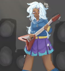 Size: 1790x1971 | Tagged: safe, artist:stanleyiffer, imported from derpibooru, trixie, human, equestria girls, clothes, electric guitar, guitar, musical instrument, solo, standing