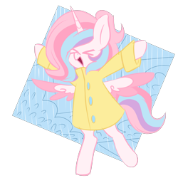 Size: 3000x3000 | Tagged: safe, artist:ladylullabystar, imported from derpibooru, oc, oc only, oc:lullaby star, alicorn, pony, bipedal, female, mare, rain, raincoat, simple background, solo, transparent background