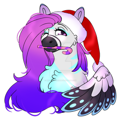 Size: 1280x1272 | Tagged: safe, artist:malinraf1615, imported from derpibooru, oc, oc only, oc:moonfeather, pegasus, pony, candy, candy cane, deviantart watermark, female, food, mare, obtrusive watermark, one eye closed, simple background, solo, transparent background, watermark, wink