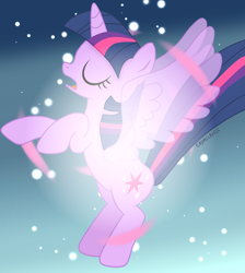 Size: 2150x2400 | Tagged: safe, artist:cosmicart16, imported from derpibooru, twilight sparkle, alicorn, pony, magical mystery cure, alicorn transformation, anniversary, anniversary art, ascension, ascension realm, eyes closed, female, magical mystery cure tenth anniversary, mare, princess celestia's special princess making dimension, solo, tail, transformation, twilight sparkle (alicorn), wings