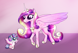 Size: 1024x696 | Tagged: safe, artist:opal2023, imported from derpibooru, princess cadance, princess flurry heart, alicorn, pony, cute, duo, foal, holiday, love, valentine, valentine's day
