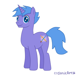 Size: 2200x2200 | Tagged: safe, artist:cosmicart16, imported from derpibooru, oc, oc only, oc:cosmic art, unicorn, colored pupils, horn, male, signature, simple background, solo, stallion, unicorn oc, white background