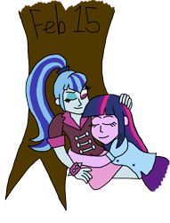 Size: 3000x3924 | Tagged: safe, artist:horroraceman93, imported from derpibooru, sonata dusk, twilight sparkle, human, equestria girls, female, femslash february, lesbian, shipping, simple background, sleeping, transparent background, tree, twinata