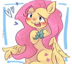 Size: 2048x1820 | Tagged: safe, artist:dmitrymemovznok, imported from derpibooru, fluttershy, pegasus, pony, blushing, cloven hooves, female, fingers together, heart, mare, sitting, smiling, solo, unshorn fetlocks