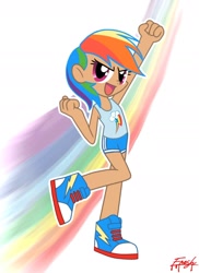 Size: 1424x1953 | Tagged: safe, artist:thefreshknight, imported from derpibooru, rainbow dash, human, humanized, rainbow, simple background, solo, white background