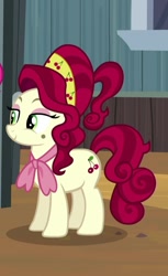 Size: 661x1080 | Tagged: safe, imported from derpibooru, screencap, cherry jubilee, earth pony, pony, building, cropped, female, mare, solo