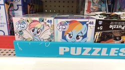 Size: 1920x1080 | Tagged: safe, imported from derpibooru, rainbow dash, pegasus, pony, #pony, 48 piece puzzle, blue blush, blushing, dollar tree, hashtag, looking at you, marvel, merchandise, my little pony logo, photo, puzzle, solo, spring