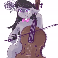 Size: 2048x2048 | Tagged: safe, artist:dmitrymemovznok, imported from derpibooru, octavia melody, earth pony, pony, cello, ear piercing, forced smile, musical instrument, piercing, sad, simple background, smiling, solo, teary eyes, unshorn fetlocks, white background