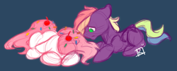 Size: 1280x518 | Tagged: safe, artist:sinclair2013, imported from derpibooru, oc, oc only, oc:icing delight, oc:soft ray, earth pony, pegasus, pony, duo, female, mare, sketch