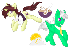 Size: 1280x853 | Tagged: safe, artist:sinclair2013, imported from derpibooru, oc, oc only, oc:buttercream, oc:citrus sun, pegasus, pony, unicorn, duo, male, necktie, simple background, stallion, transparent background